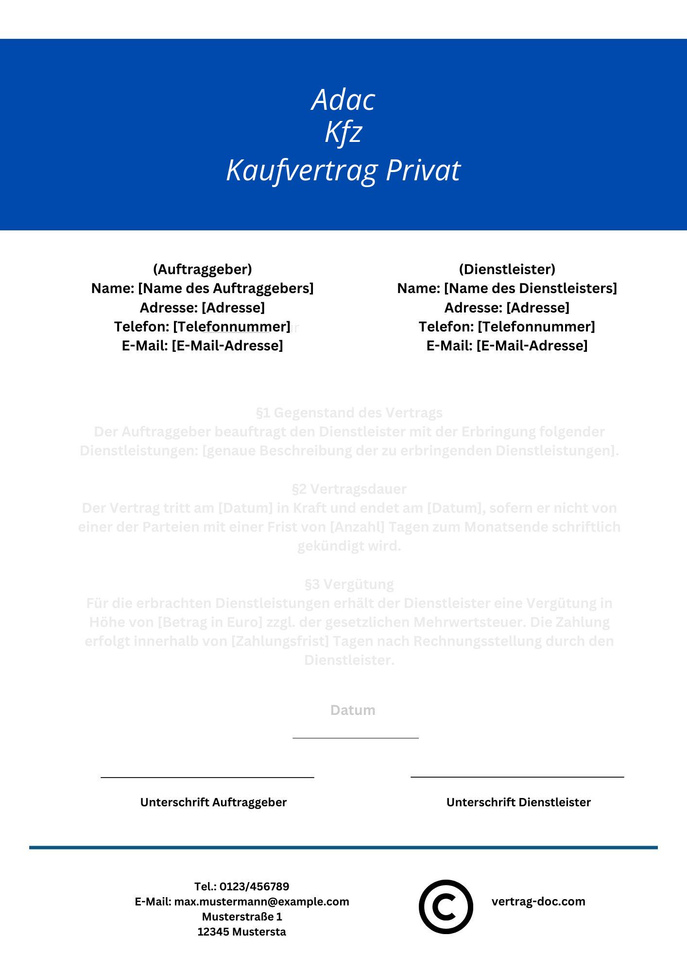 Adac Kfz Kaufvertrag Privat