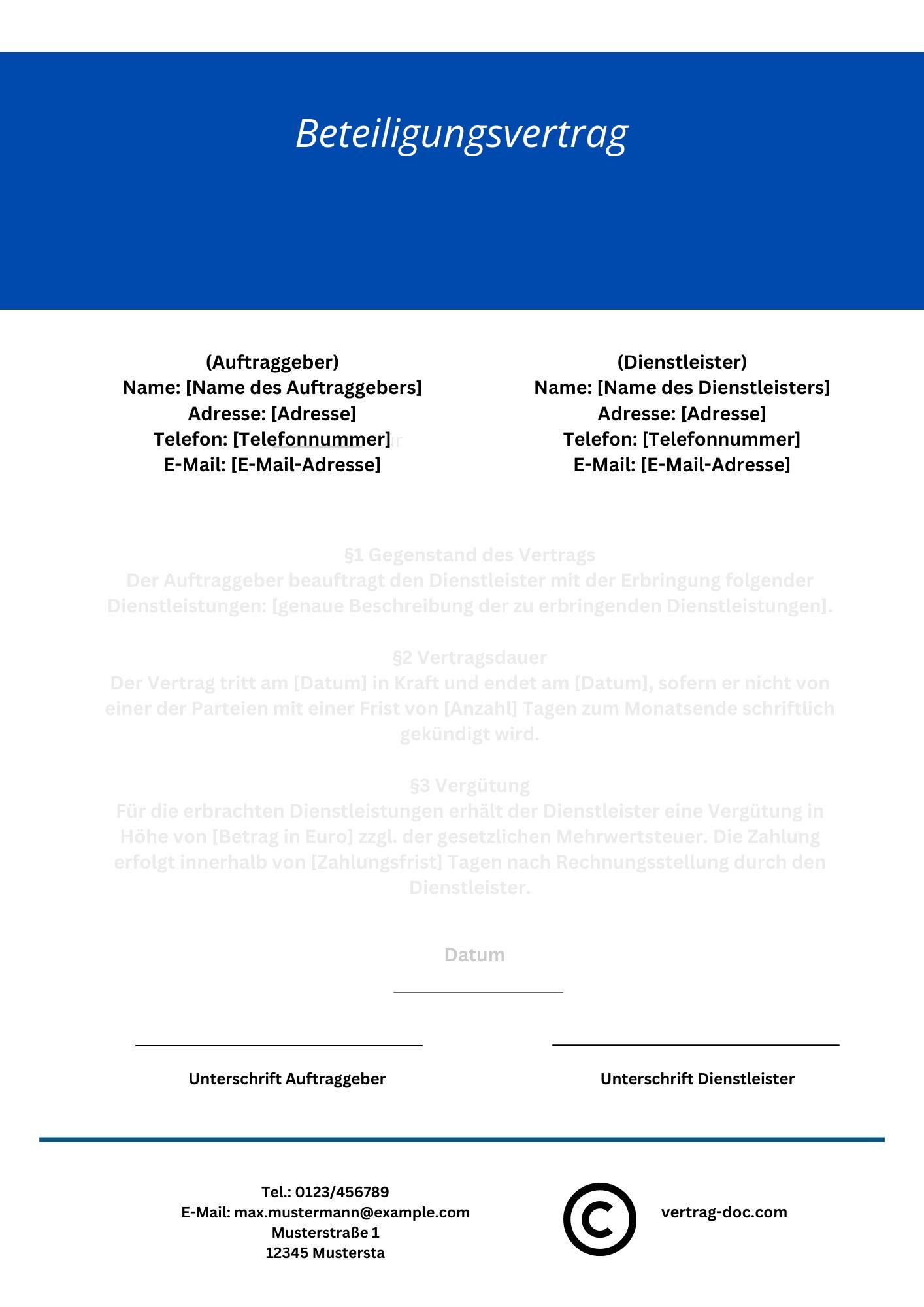Beteiligungsvertrag