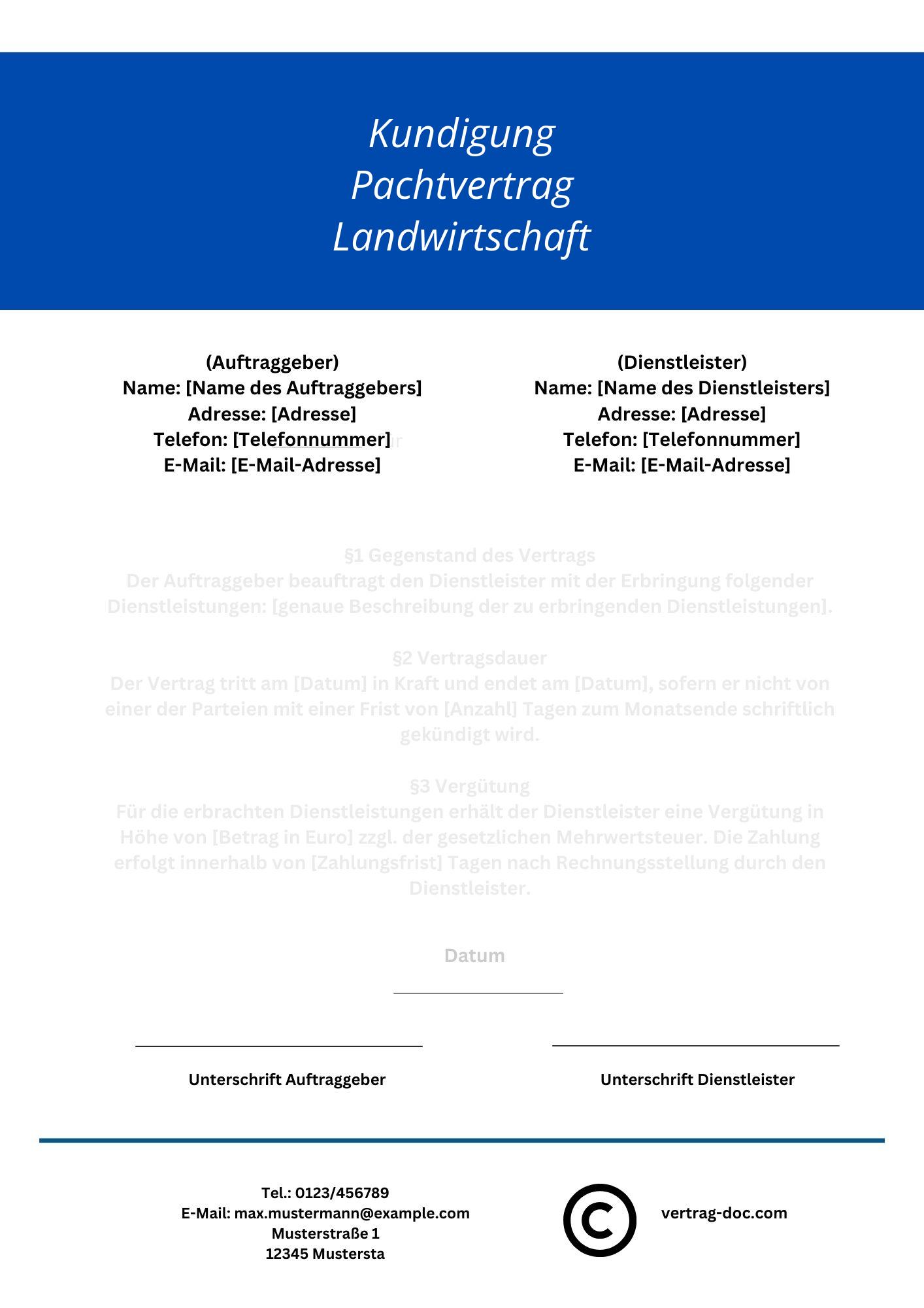 Kündigung Pachtvertrag Landwirtschaft